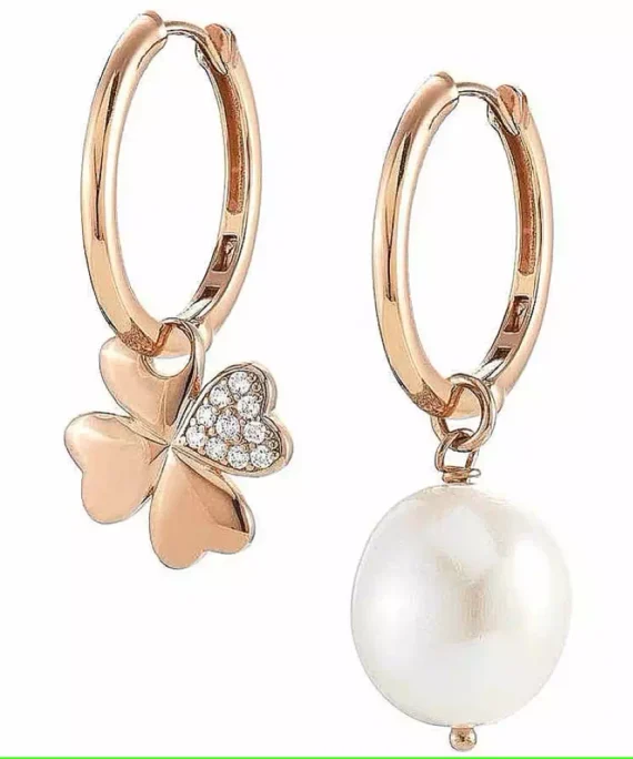 Orecchini Con Perle E Zirconi Tiramisu - Argento 925 Placcato Oro Rosa, Perle Coltivate, Senza Nichel, Regalo Elegante Per Ragazza